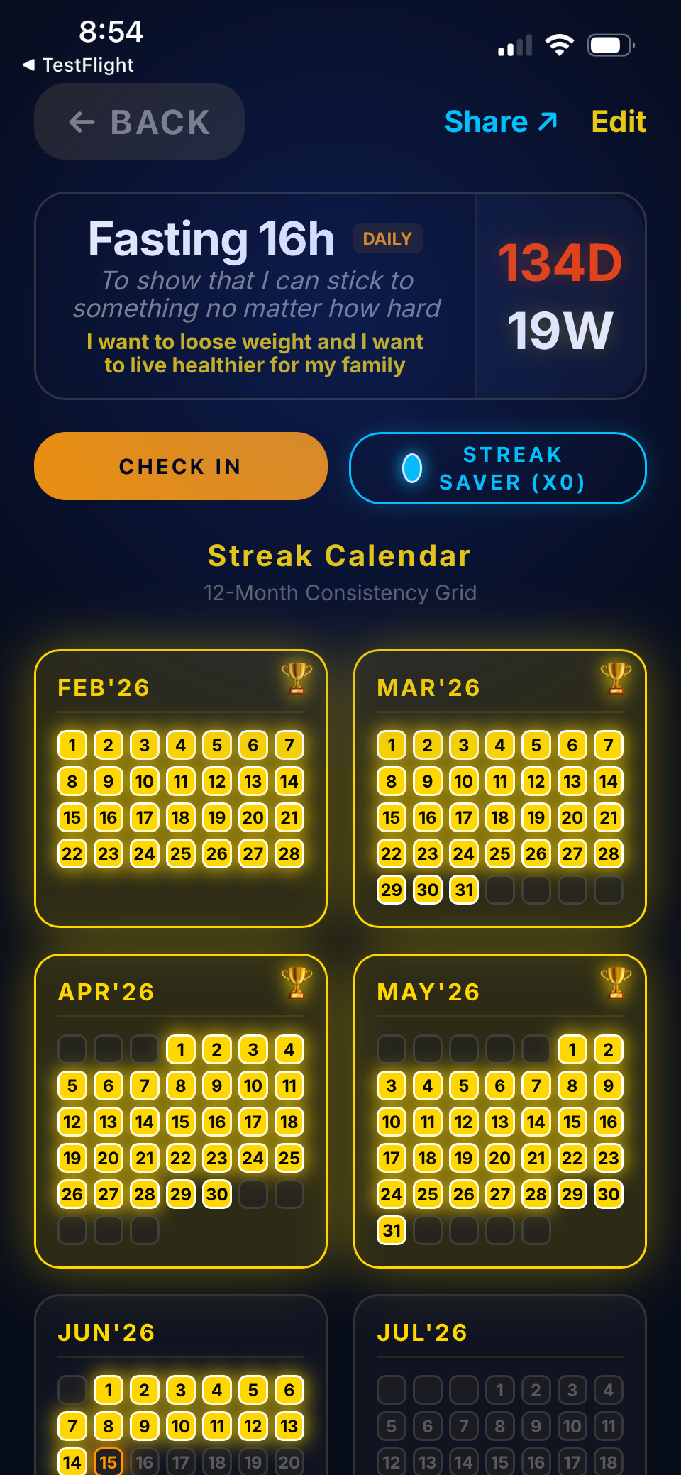 Commit streak calendar
