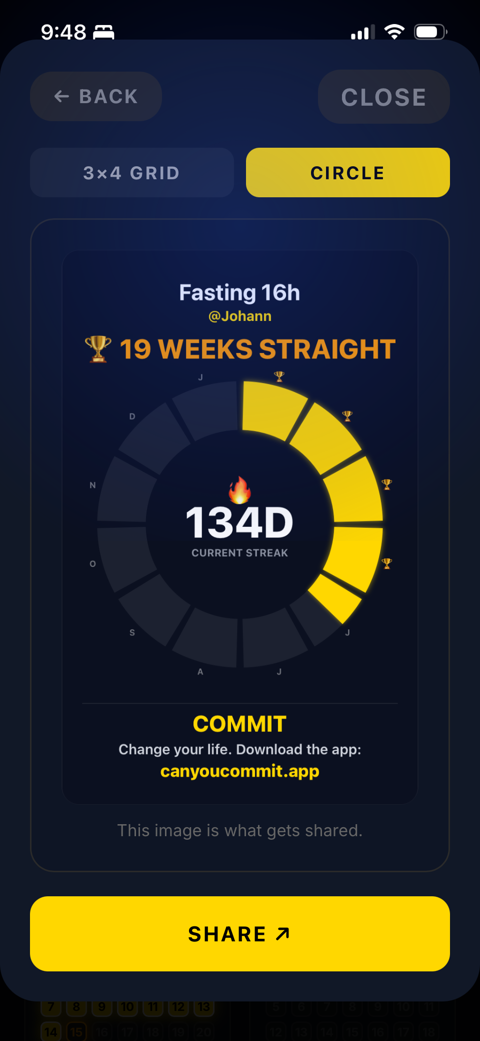Shareable streak proof
